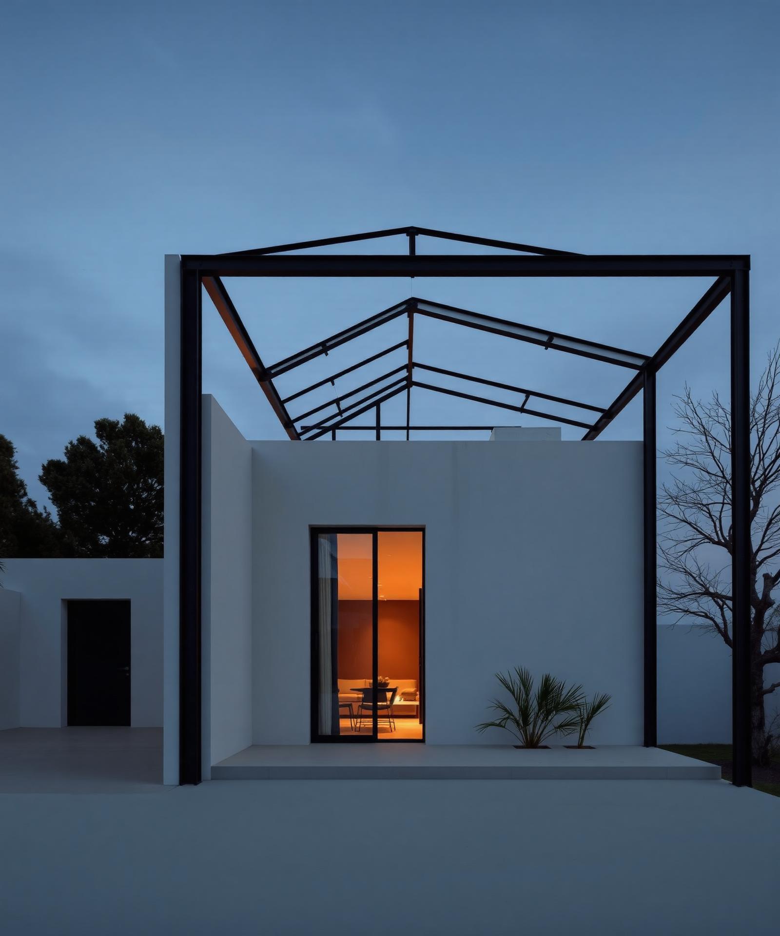 Villa contemporanea con struttura in acciaio steel frame